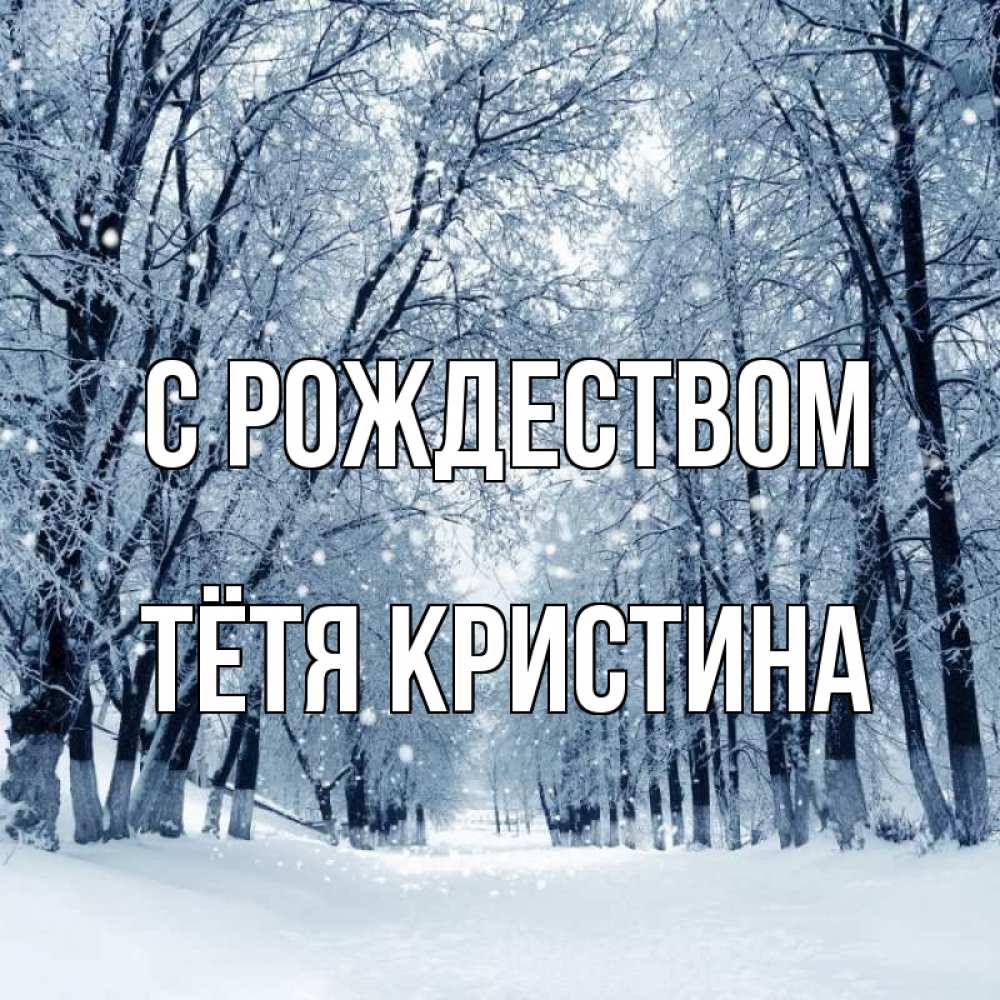 Открытка на каждый день с именем, Тётя-Кристина С рождеством снег, лес, парк Прикольная открытка с пожеланием онлайн скачать бесплатно 