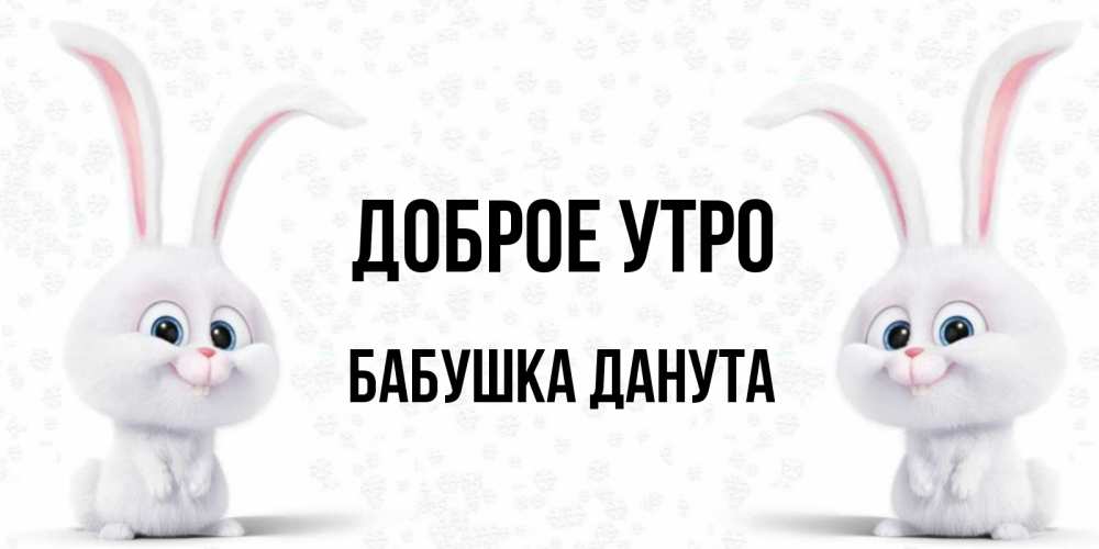 Открытка на каждый день с именем, Бабушка-Данута Доброе утро кролики с длинными ушками Прикольная открытка с пожеланием онлайн скачать бесплатно 