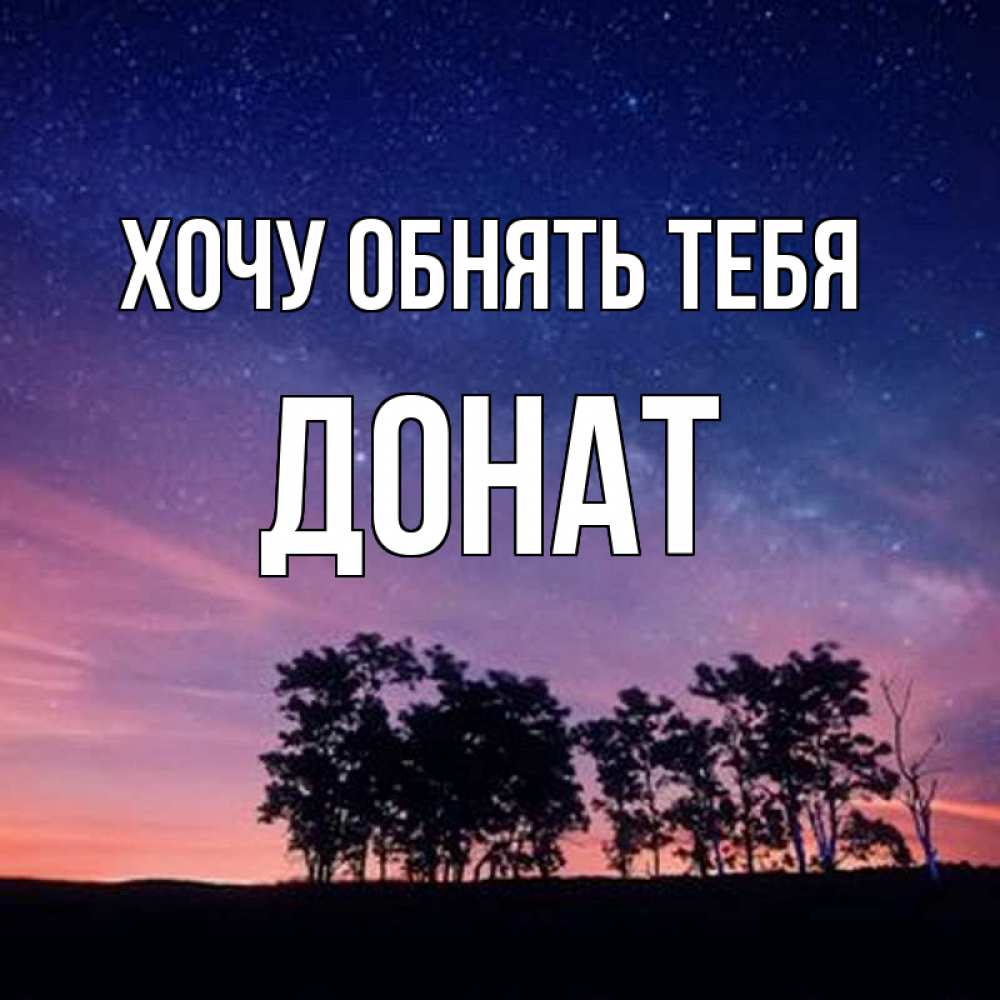 Открытка на каждый день с именем, Донат Хочу обнять тебя силуэты деревьев Прикольная открытка с пожеланием онлайн скачать бесплатно 