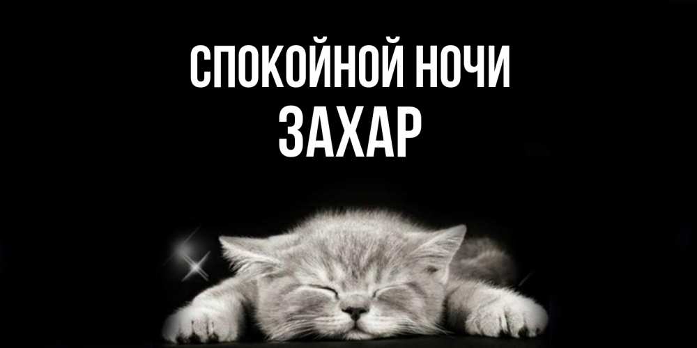 Открытка на каждый день с именем, Захар Спокойной ночи спящий котик Прикольная открытка с пожеланием онлайн скачать бесплатно 