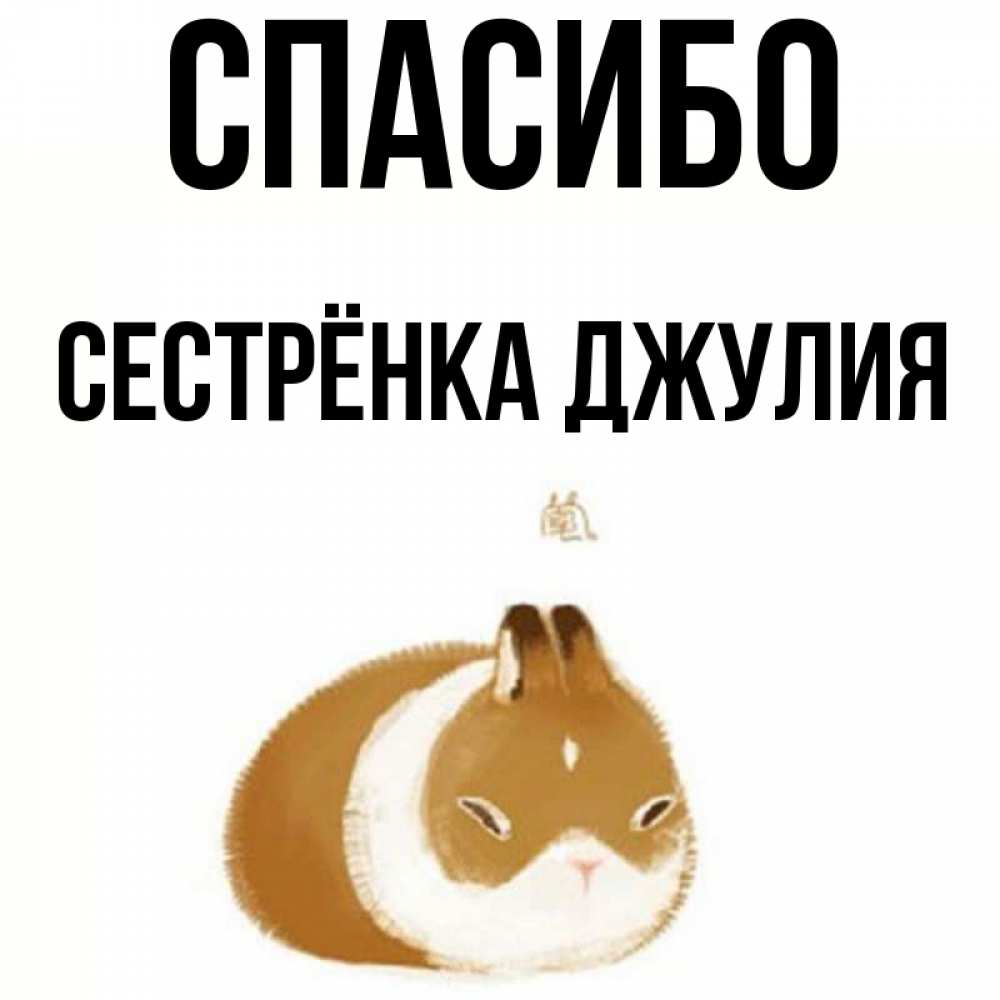 Открытка на каждый день с именем, Сестрёнка-Джулия Спасибо коричнево белый домашний питомец Прикольная открытка с пожеланием онлайн скачать бесплатно 