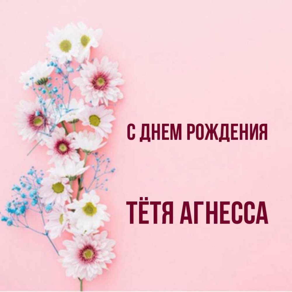 Открытка на каждый день с именем, Тётя-Агнесса С днем рождения Родная моя с днем рождения тебя картинка с цветами белыми и голубыми Прикольная открытка с пожеланием онлайн скачать бесплатно 