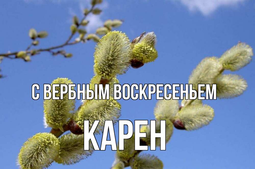 Открытка на каждый день с именем, Карен С вербным воскресеньем верба Прикольная открытка с пожеланием онлайн скачать бесплатно 
