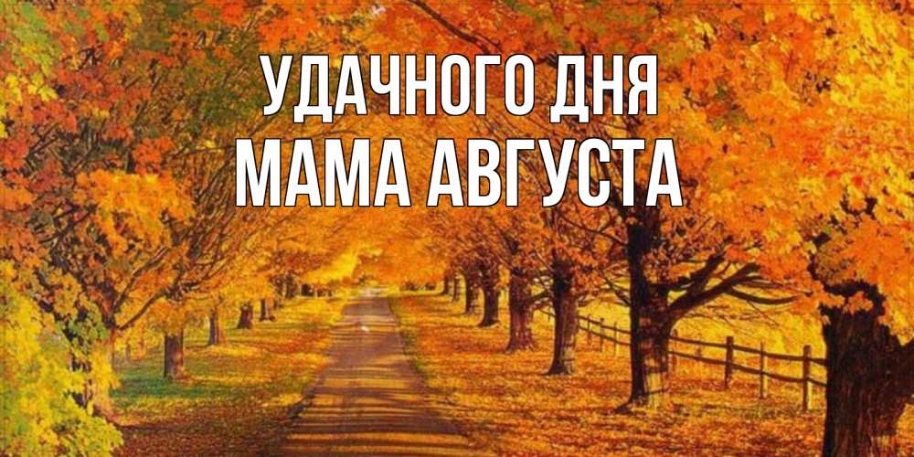 Открытка на каждый день с именем, Мама-Августа Удачного дня деревья с осенними листьями Прикольная открытка с пожеланием онлайн скачать бесплатно 