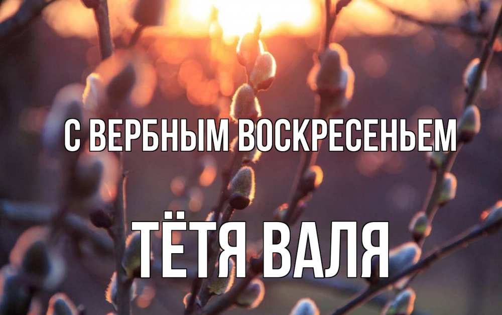 Открытка на каждый день с именем, Тётя-Валя С вербным воскресеньем верба Прикольная открытка с пожеланием онлайн скачать бесплатно 