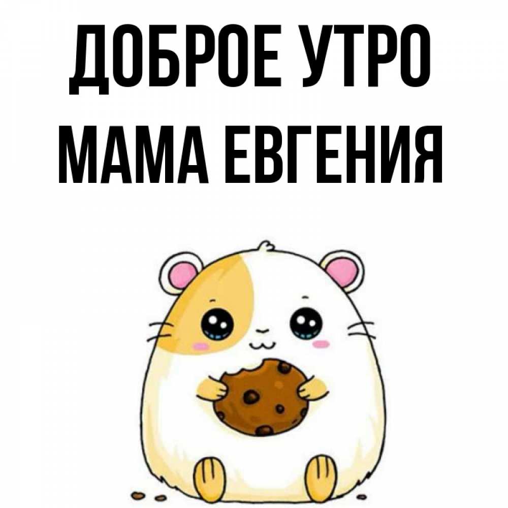 Открытка на каждый день с именем, Мама-Евгения Доброе утро есть печеньку. Утречко Прикольная открытка с пожеланием онлайн скачать бесплатно 