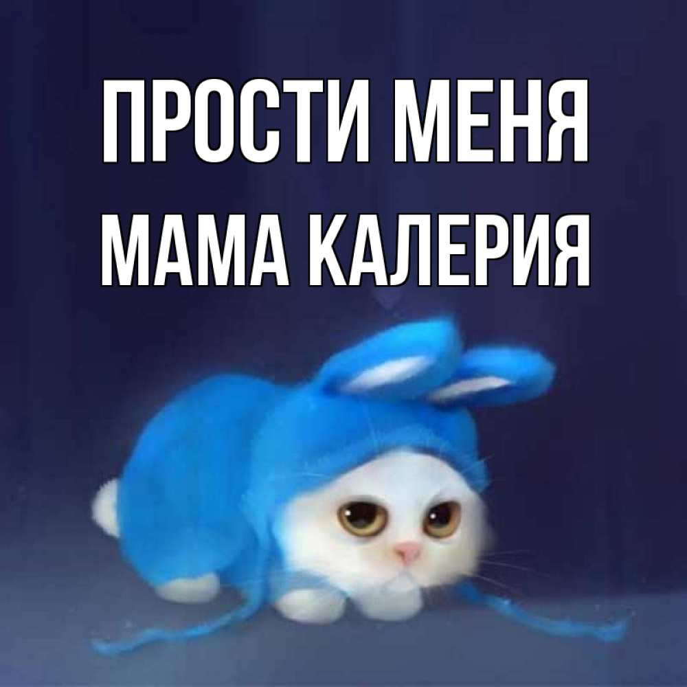 Открытка на каждый день с именем, Мама-Калерия Прости меня невинный котозай просит прощения Прикольная открытка с пожеланием онлайн скачать бесплатно 