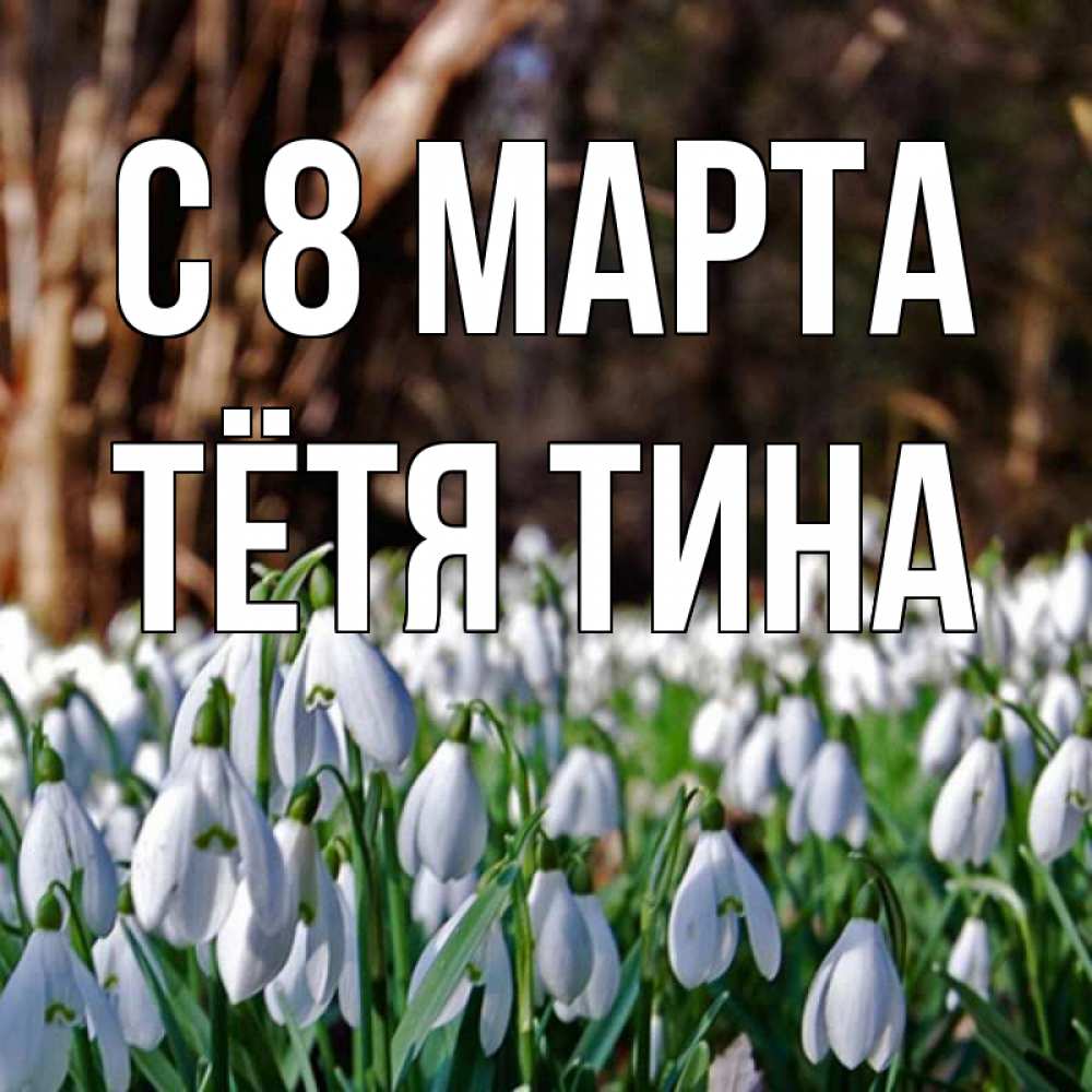 Открытка на каждый день с именем, Тётя-Тина С 8 марта с подснежниками 1 Прикольная открытка с пожеланием онлайн скачать бесплатно 