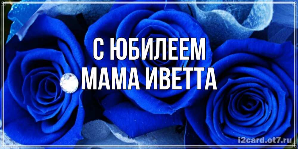 Открытка на каждый день с именем, Мама-Иветта С юбилеем синие розы в росе Прикольная открытка с пожеланием онлайн скачать бесплатно 