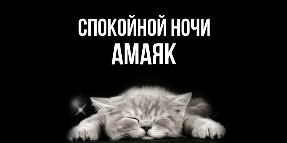 Открытка на каждый день с именем, Амаяк Спокойной ночи спящий котик Прикольная открытка с пожеланием онлайн скачать бесплатно 