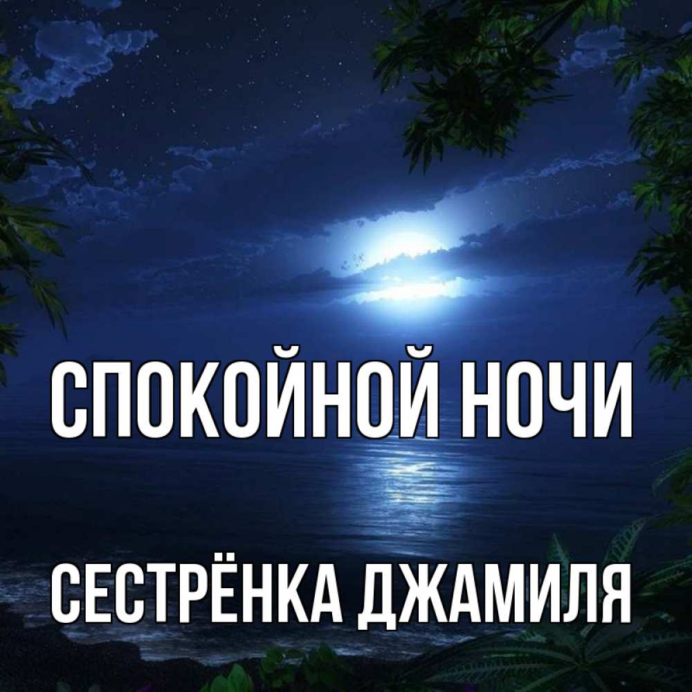 Открытка на каждый день с именем, Сестрёнка-Джамиля Спокойной ночи тропический остров Прикольная открытка с пожеланием онлайн скачать бесплатно 