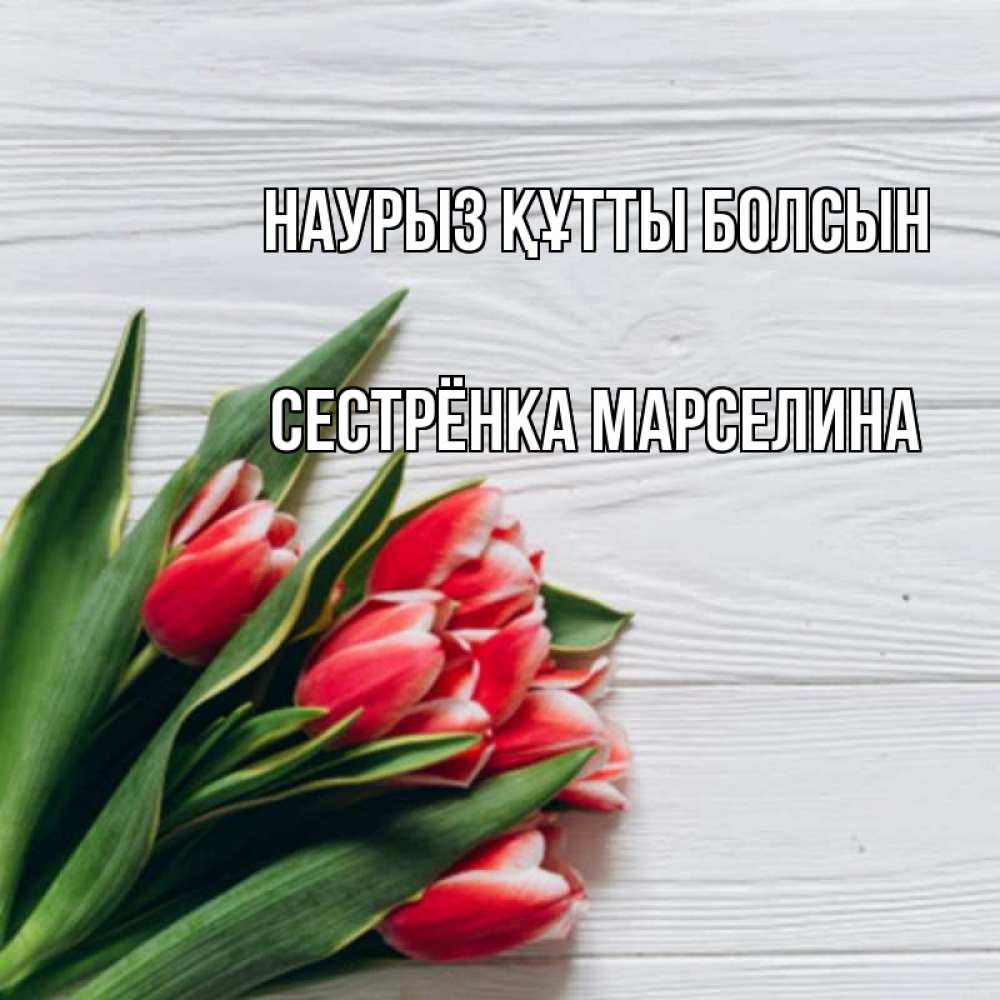 Открытка на каждый день с именем, Сестрёнка-Марселина Наурыз құтты болсын весна 2 Прикольная открытка с пожеланием онлайн скачать бесплатно 