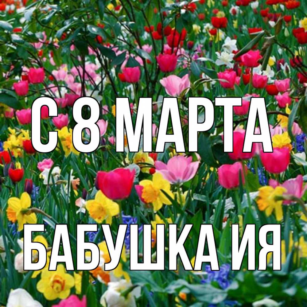 Открытка на каждый день с именем, Бабушка-Ия С 8 МАРТА с международным женским днем поздравления для женщины Прикольная открытка с пожеланием онлайн скачать бесплатно 