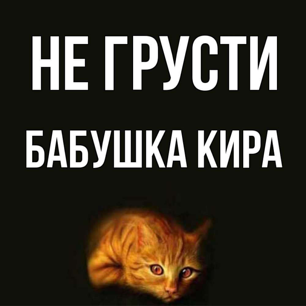 Открытка на каждый день с именем, Бабушка-Кира Не грусти лежащий кот в темноте Прикольная открытка с пожеланием онлайн скачать бесплатно 