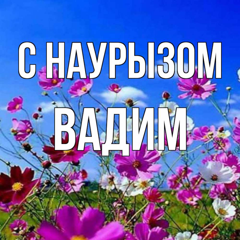 Открытка на каждый день с именем, Вадим С наурызом цветы Прикольная открытка с пожеланием онлайн скачать бесплатно 