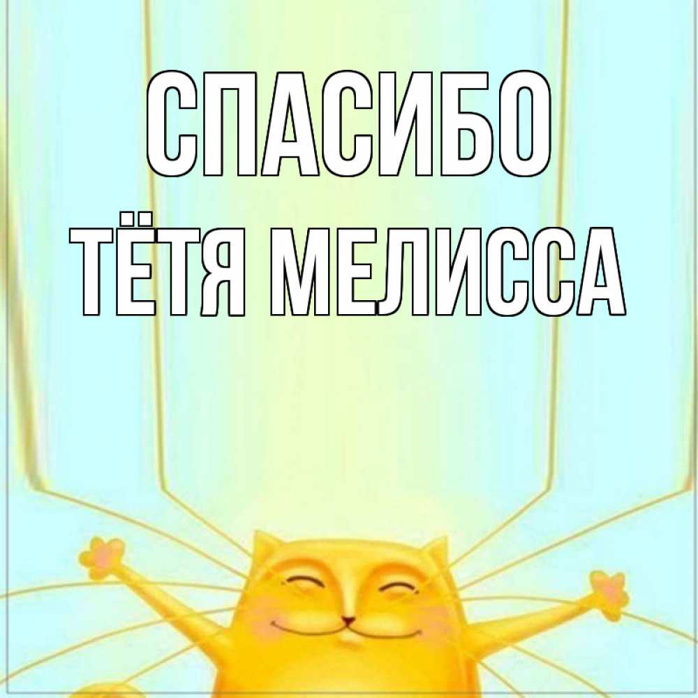 Открытка на каждый день с именем, Тётя-Мелисса Спасибо кот с усами благодарит Прикольная открытка с пожеланием онлайн скачать бесплатно 