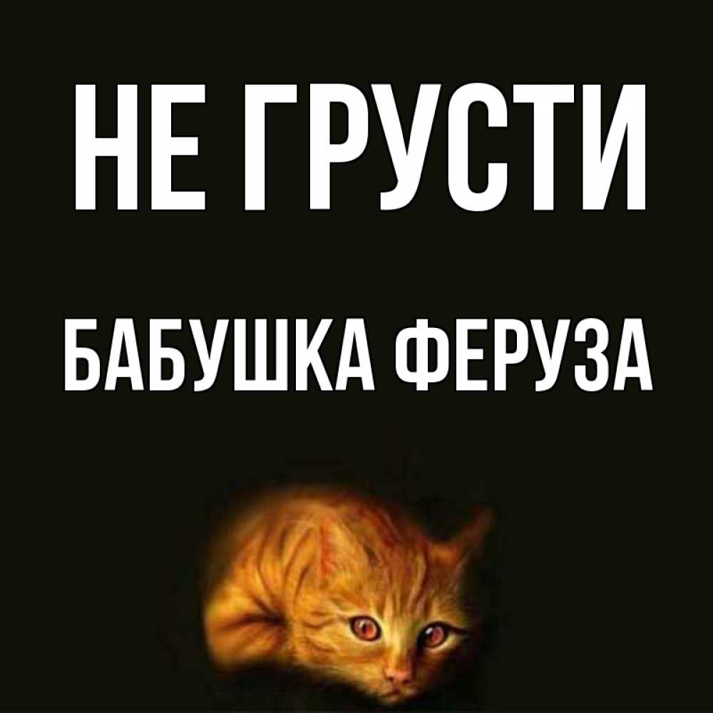 Открытка на каждый день с именем, Бабушка-Феруза Не грусти лежащий кот в темноте Прикольная открытка с пожеланием онлайн скачать бесплатно 