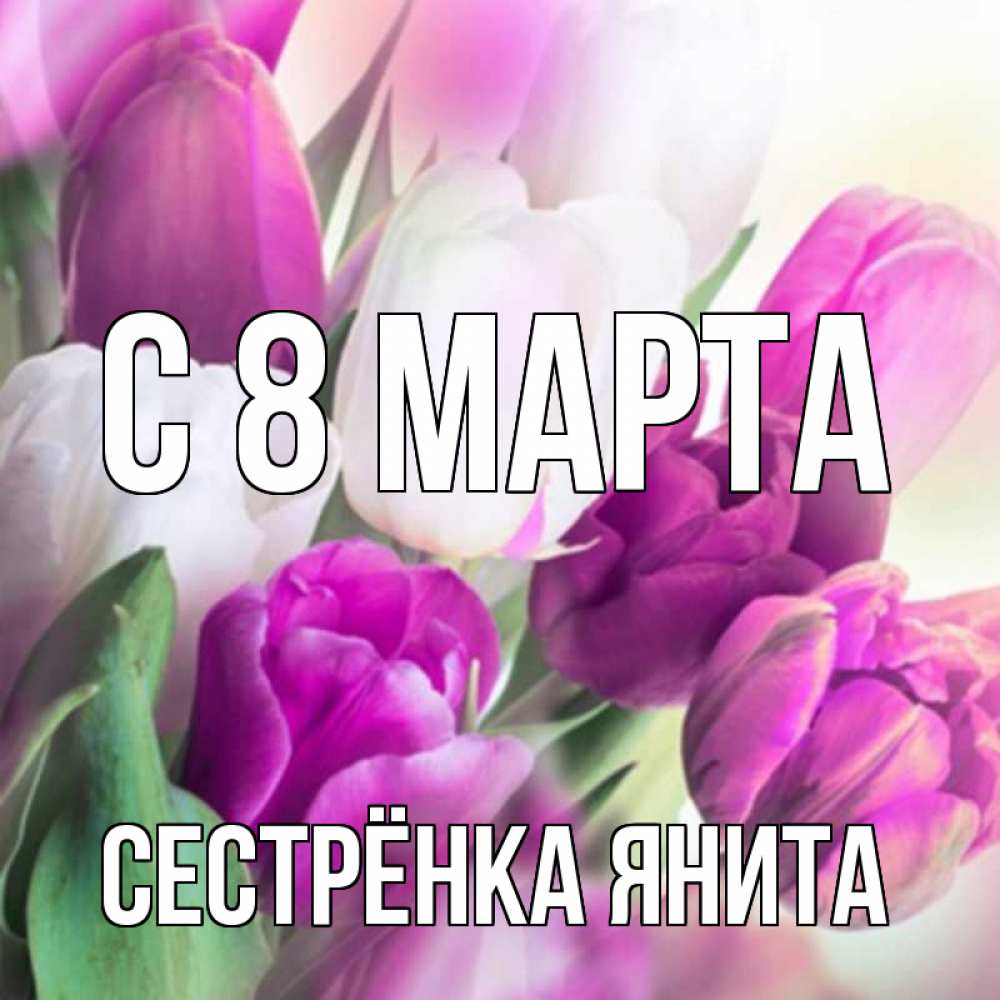 Открытка на каждый день с именем, Сестрёнка-Янита С 8 МАРТА весна 1 Прикольная открытка с пожеланием онлайн скачать бесплатно 