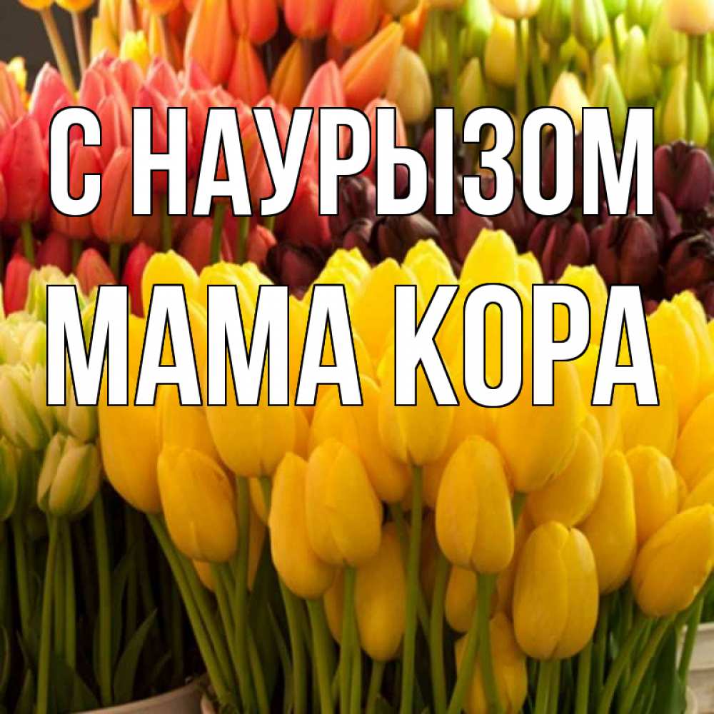 Открытка на каждый день с именем, Мама-Кора С наурызом цветы Прикольная открытка с пожеланием онлайн скачать бесплатно 