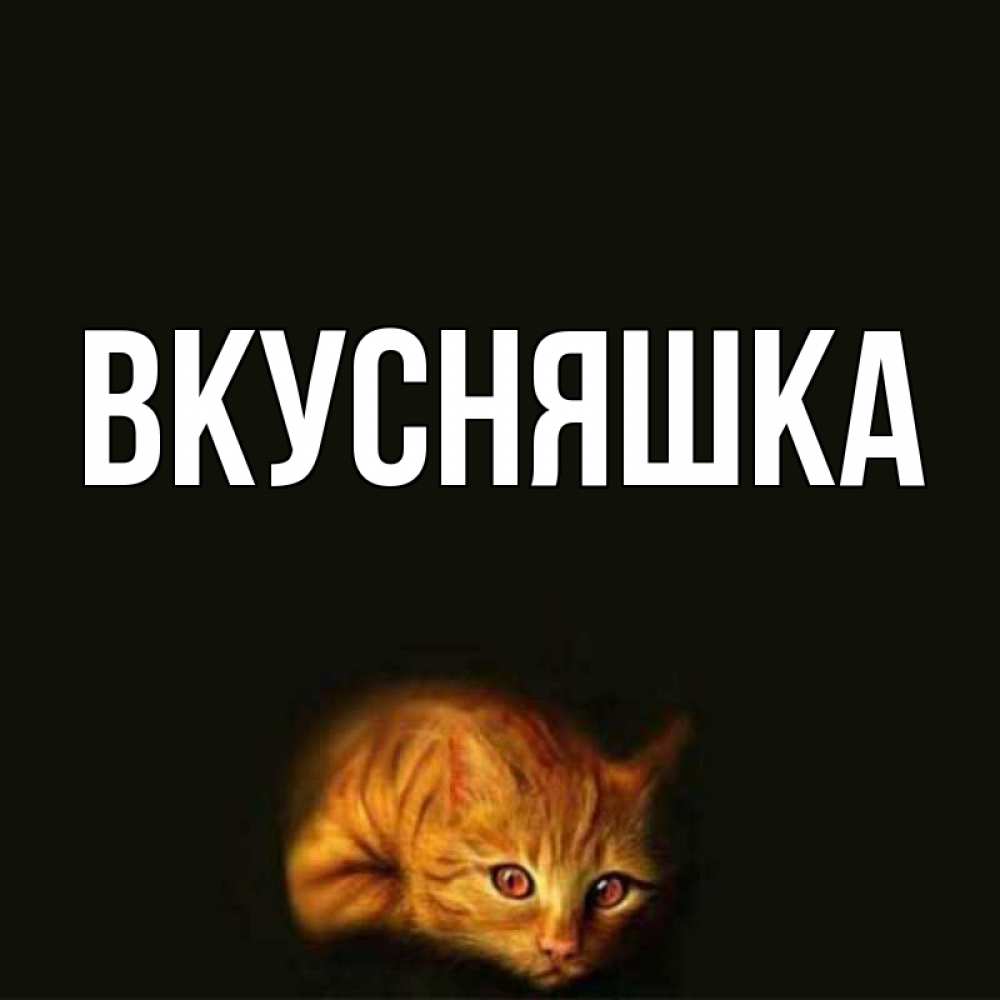 Открытка на каждый день с именем, Вкусняшка Главная лежащий кот в темноте Прикольная открытка с пожеланием онлайн скачать бесплатно 