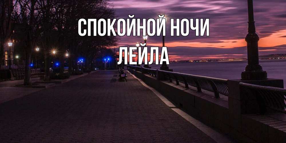 Открытка на каждый день с именем, Лейла Спокойной ночи фонари на фоне реки Прикольная открытка с пожеланием онлайн скачать бесплатно 