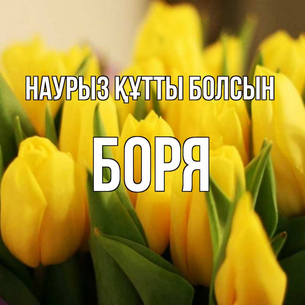 Открытка на каждый день с именем, Боря Наурыз құтты болсын цветы Прикольная открытка с пожеланием онлайн скачать бесплатно 