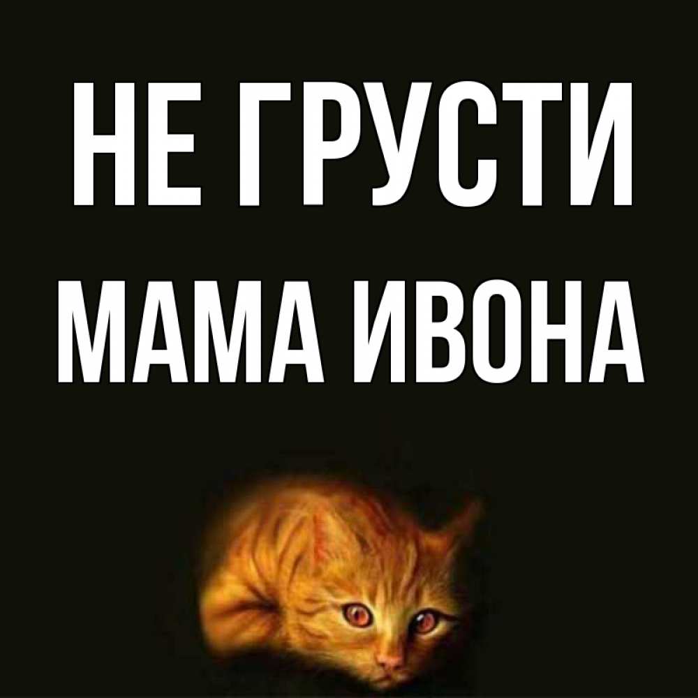 Открытка на каждый день с именем, Мама-Ивона Не грусти лежащий кот в темноте Прикольная открытка с пожеланием онлайн скачать бесплатно 