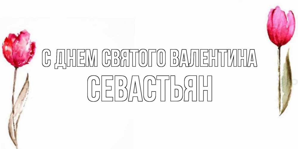 Открытка на каждый день с именем, Севастьян С днем Святого Валентина Открытки на день всех влюбленных с тюльпанами акварелью Прикольная открытка с пожеланием онлайн скачать бесплатно 