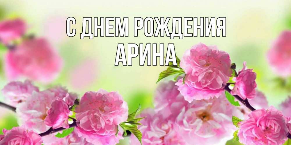Открытка на каждый день с именем, Арина С днем рождения веточки с цветками Прикольная открытка с пожеланием онлайн скачать бесплатно 