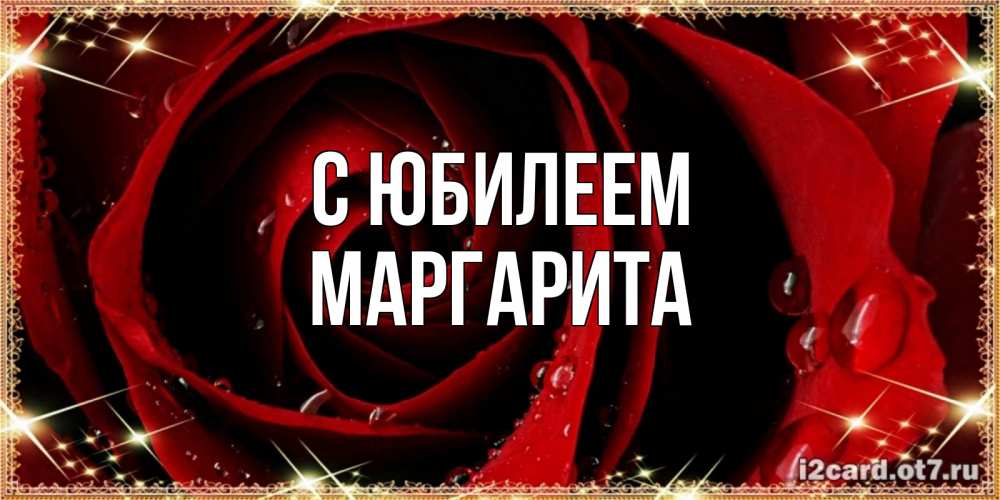 Открытка на каждый день с именем, Маргарита С юбилеем цветок в росе на день рождения Прикольная открытка с пожеланием онлайн скачать бесплатно 