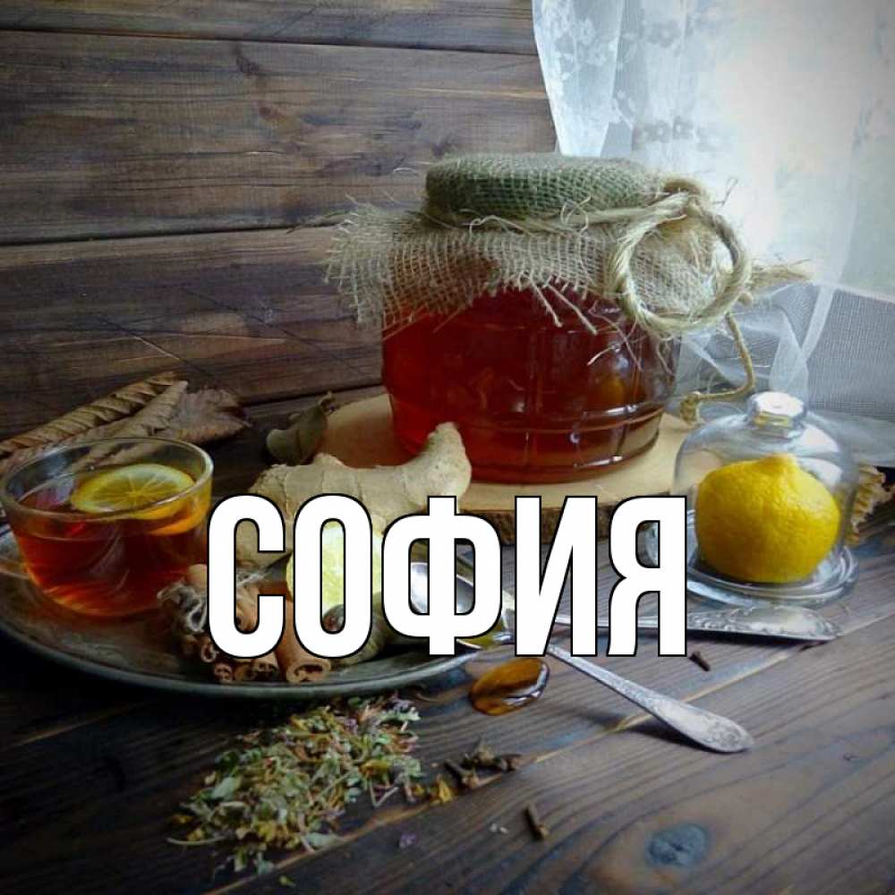 Открытка на каждый день с именем, София Главная банка с медом Прикольная открытка с пожеланием онлайн скачать бесплатно 