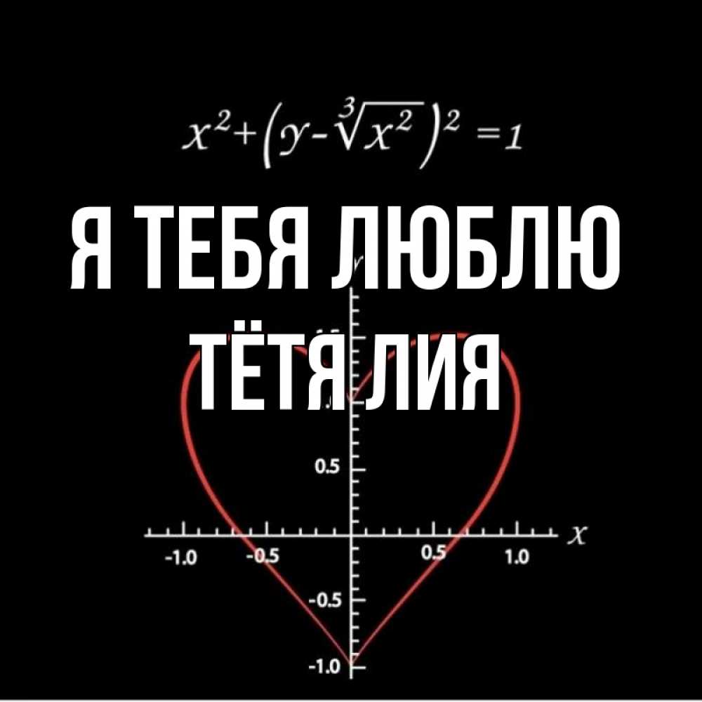 Открытка на каждый день с именем, Тётя-Лия Я тебя люблю сердечная формула Прикольная открытка с пожеланием онлайн скачать бесплатно 