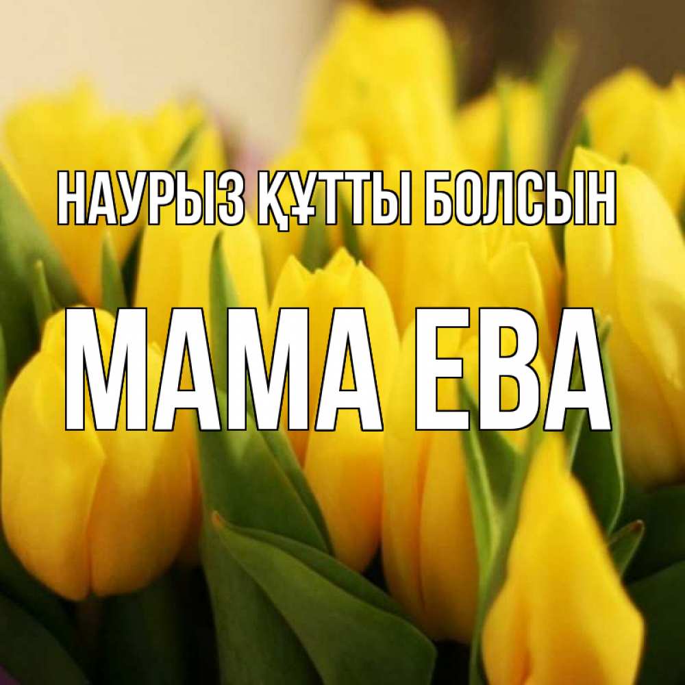 Открытка на каждый день с именем, Мама-Ева Наурыз құтты болсын цветы Прикольная открытка с пожеланием онлайн скачать бесплатно 