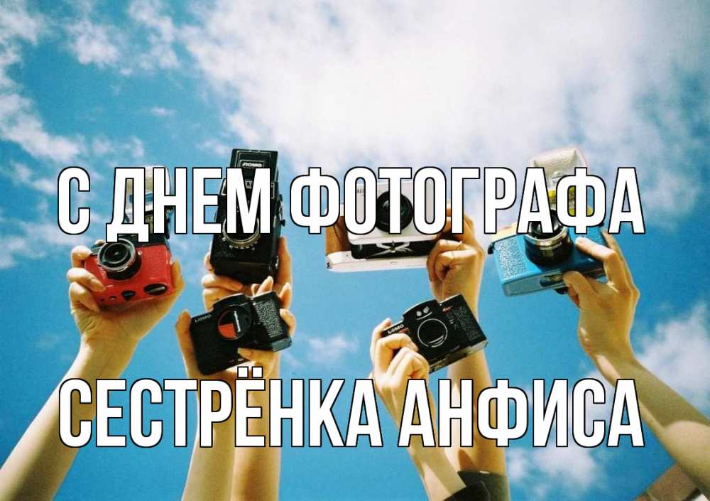Открытка на каждый день с именем, Сестрёнка-Анфиса С днем фотографа с днем фотографа Прикольная открытка с пожеланием онлайн скачать бесплатно 