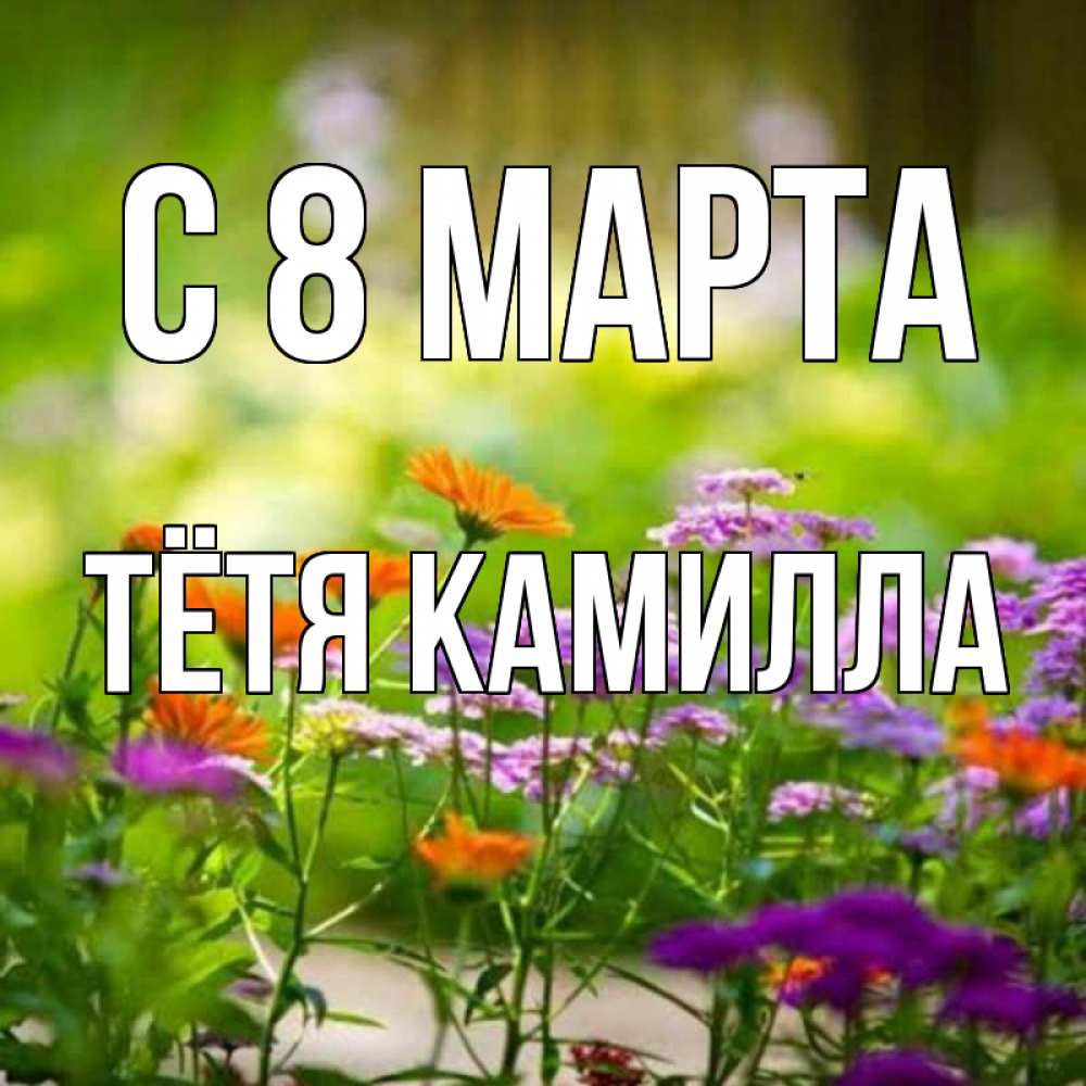 Открытка на каждый день с именем, Тётя-Камилла С 8 МАРТА цветы Прикольная открытка с пожеланием онлайн скачать бесплатно 