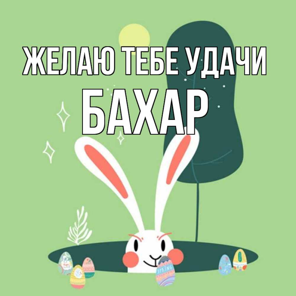 Открытка на каждый день с именем, Бахар Желаю тебе удачи заяц Прикольная открытка с пожеланием онлайн скачать бесплатно 