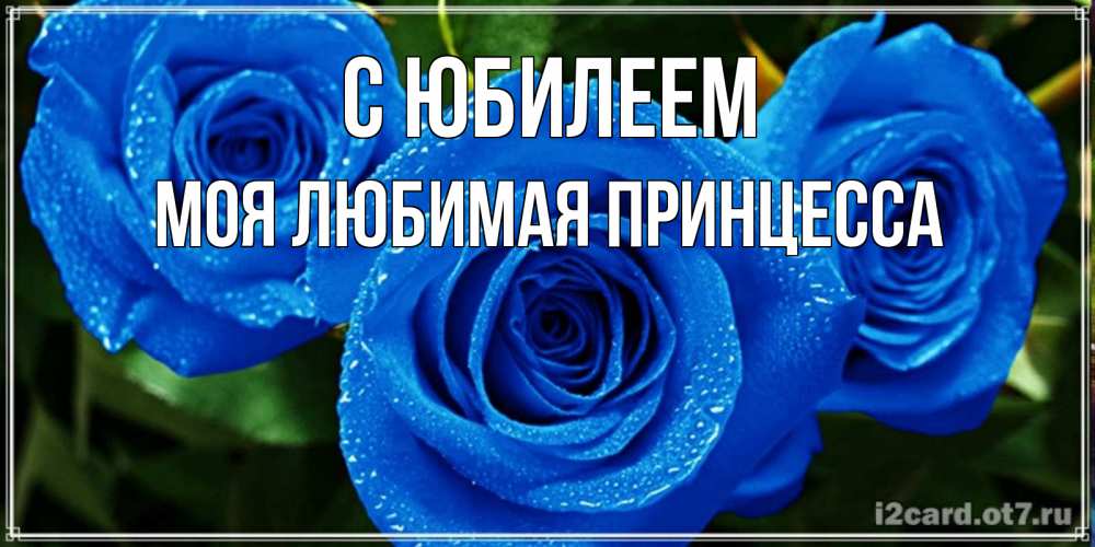 Открытка на каждый день с именем, Моя-Любимая-Принцесса С юбилеем розы с синим цветом Прикольная открытка с пожеланием онлайн скачать бесплатно 