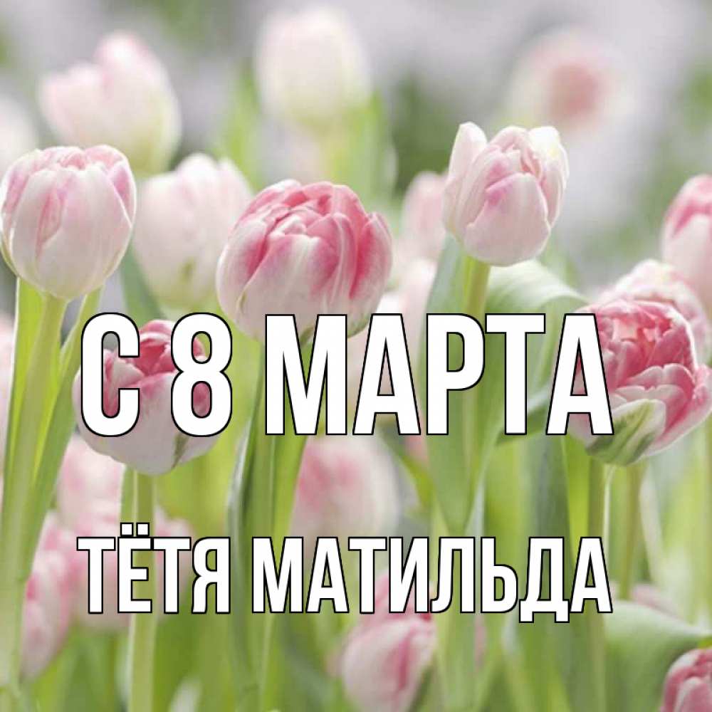 Открытка на каждый день с именем, Тётя-Матильда С 8 МАРТА цветы Прикольная открытка с пожеланием онлайн скачать бесплатно 