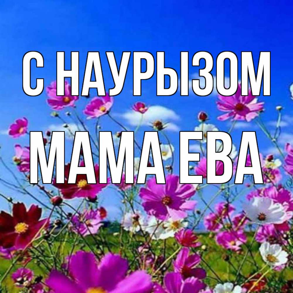 Открытка на каждый день с именем, Мама-Ева С наурызом цветы Прикольная открытка с пожеланием онлайн скачать бесплатно 