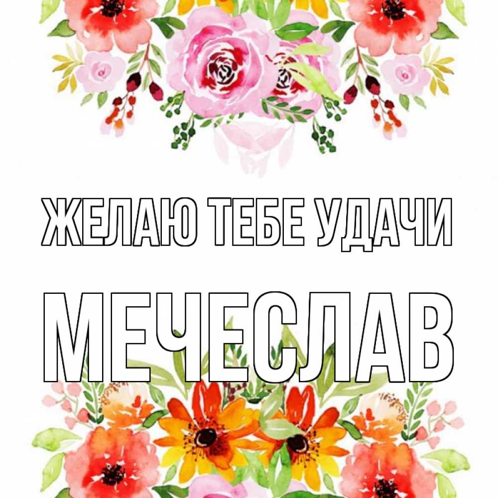 Открытка на каждый день с именем, Мечеслав Желаю тебе удачи открытка с цветами акварелью Прикольная открытка с пожеланием онлайн скачать бесплатно 