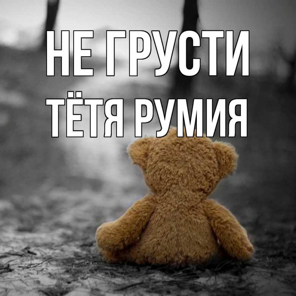 Открытка на каждый день с именем, Тётя-Румия Не грусти медведь со спин Прикольная открытка с пожеланием онлайн скачать бесплатно 