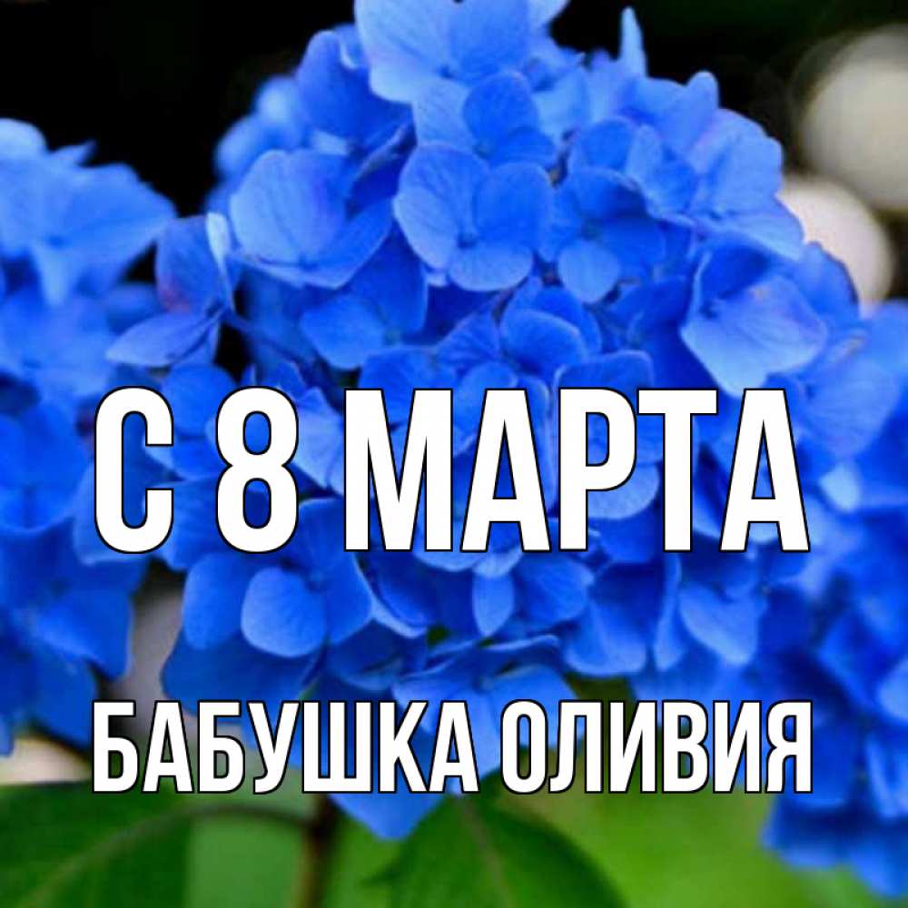 Открытка на каждый день с именем, Бабушка-Оливия С 8 марта синие цветы Прикольная открытка с пожеланием онлайн скачать бесплатно 