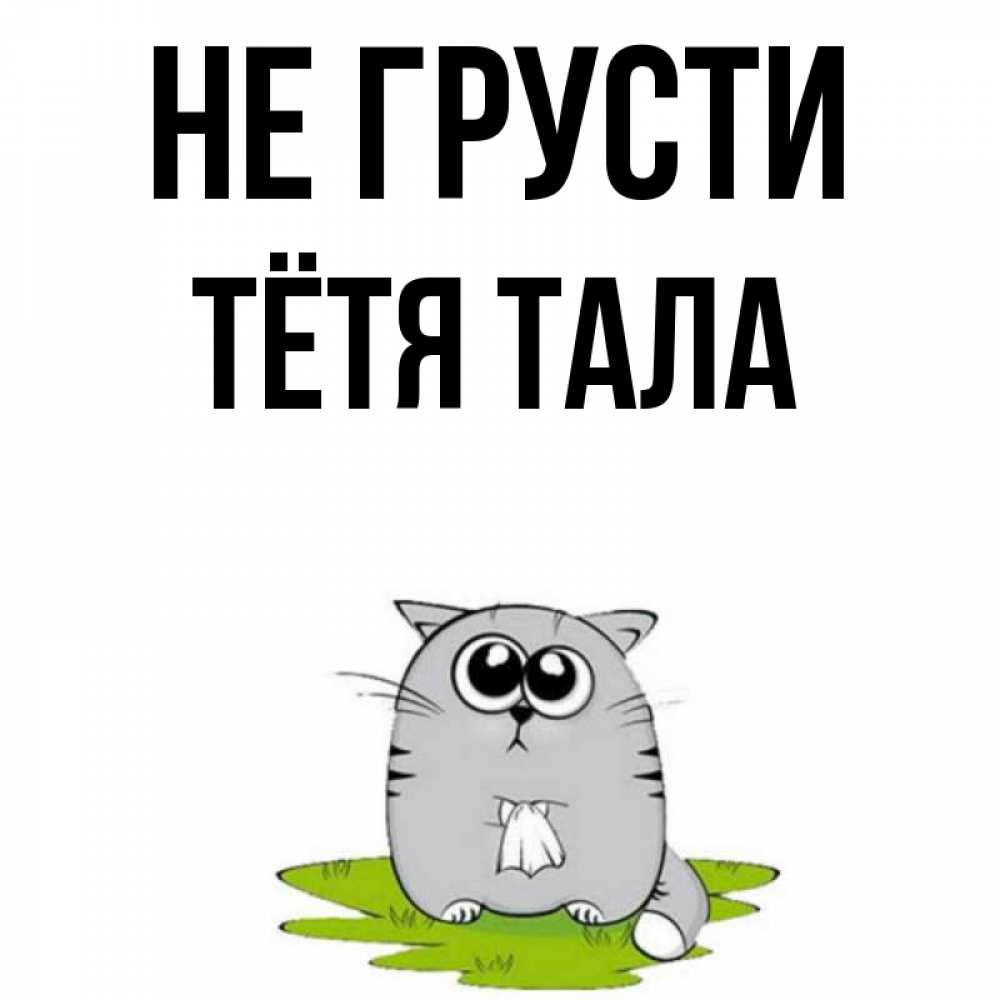 Открытка на каждый день с именем, Тётя-Тала Не грусти грустный котяра Прикольная открытка с пожеланием онлайн скачать бесплатно 