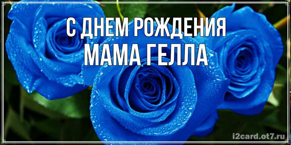 Открытка на каждый день с именем, Мама-Гелла С днем рождения розы с синим цветом Прикольная открытка с пожеланием онлайн скачать бесплатно 