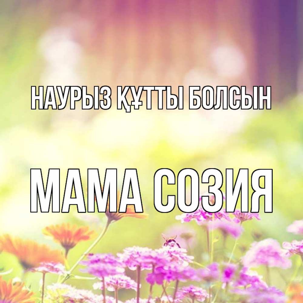 Открытка на каждый день с именем, Мама-Созия Наурыз құтты болсын цветы весна Прикольная открытка с пожеланием онлайн скачать бесплатно 