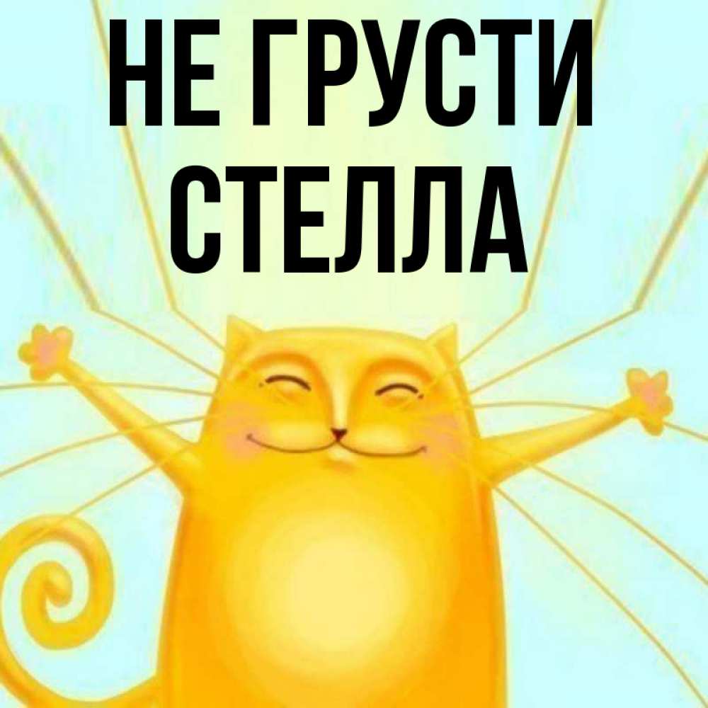 Открытка на каждый день с именем, Стелла Не грусти обнимашки усатые Прикольная открытка с пожеланием онлайн скачать бесплатно 