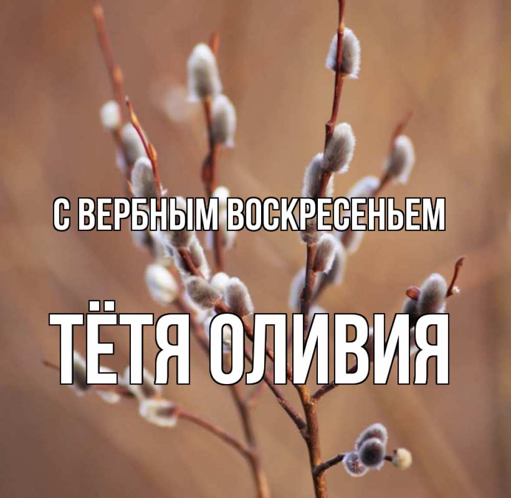 Открытка на каждый день с именем, Тётя-Оливия С вербным воскресеньем верба Прикольная открытка с пожеланием онлайн скачать бесплатно 