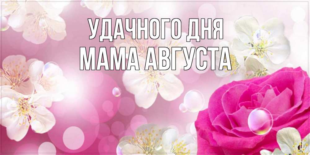 Открытка на каждый день с именем, Мама-Августа Удачного дня красивые цветы Прикольная открытка с пожеланием онлайн скачать бесплатно 