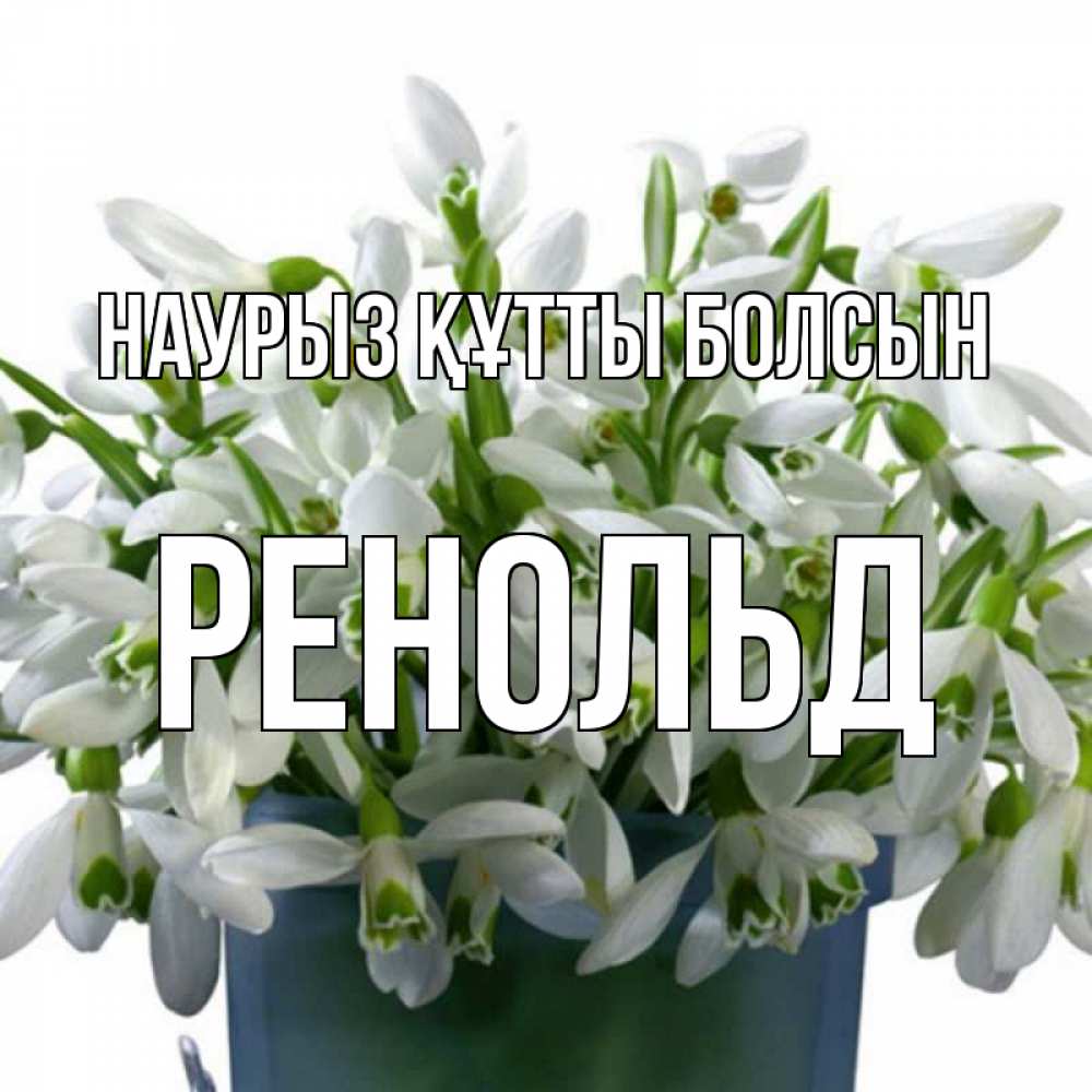 Открытка на каждый день с именем, Ренольд Наурыз құтты болсын цветы к наурызу Прикольная открытка с пожеланием онлайн скачать бесплатно 