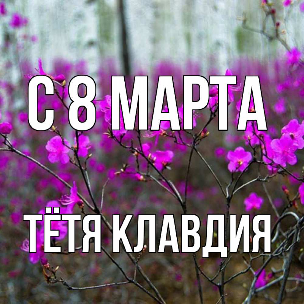 Открытка на каждый день с именем, Тётя-Клавдия С 8 МАРТА дикие цветы Прикольная открытка с пожеланием онлайн скачать бесплатно 